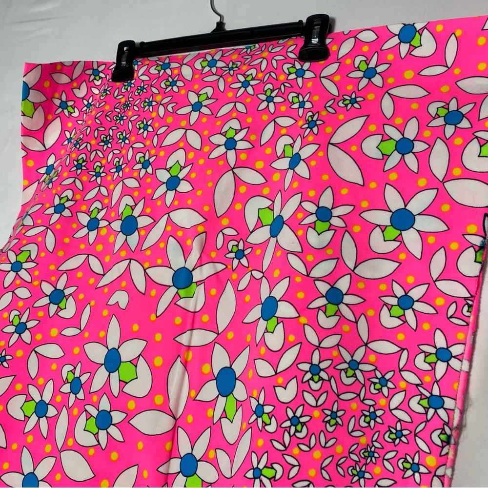 Vintage Floral Pink Fabric with Blue and White Accents - Picture 10 of 11